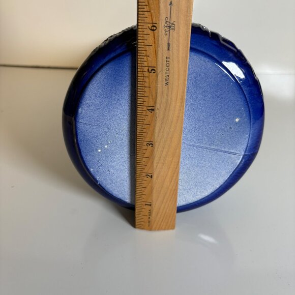 Ceramic Blue White Pitcher Embossed Stag Elk 12.5" Tall Collectible Home Decor - Picture 6 of 7